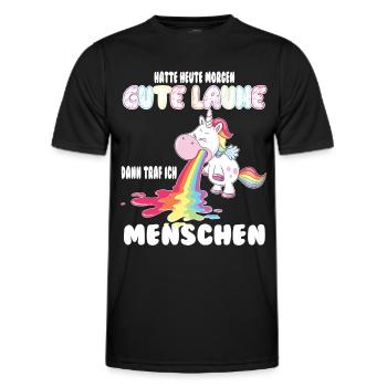 Gute Laune Einhorn Shirt - Männer Funktions-T-Shirt - Schwarz - Vorne - AI Model Male 178 dark (178cm)