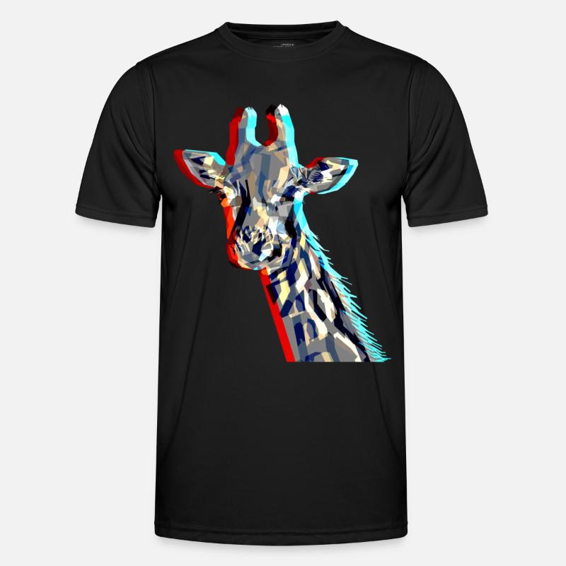 Giraffe with 3D effect - Men's Functional T-Shirt - black