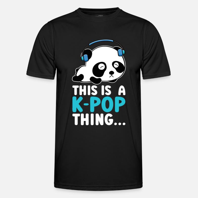 K-Pop Panda - Männer Funktions-T-Shirt - Schwarz