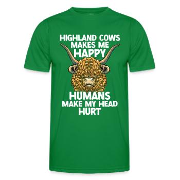 Highland cow - Men's Functional T-Shirt - kelly green - Front - AI Model Male 178 dark (178cm)