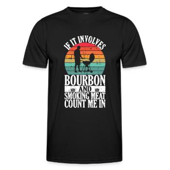 Bourbon Smoker Barbecue Whiskey - Men's Functional T-Shirt - black - Front - AI Model Male 178 dark (178cm)