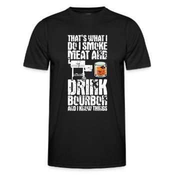 Bourbon Smoker Barbecue Whiskey - Men's Functional T-Shirt - black - Front - AI Model Male 178 dark (178cm)