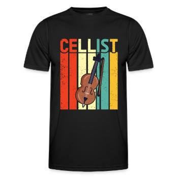 Violoncelle -Instrument de musique - T-shirt sport Homme - noir - Devant - AI Model Male 178 dark (178cm)