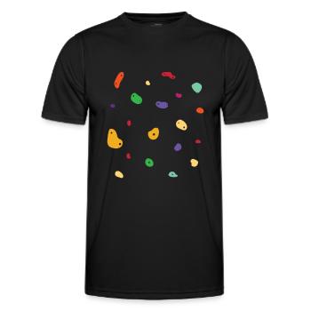 Wall climbing Bouldering rock face - Men's Functional T-Shirt - black - Front - AI Model Male 178 dark (178cm)