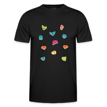 Wall climbing Bouldering rock face - Men's Functional T-Shirt - black - Front - AI Model Male 178 dark (178cm)