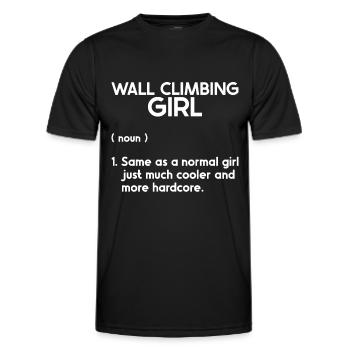 Wall climbing Bouldering rock face - Men's Functional T-Shirt - black - Front - AI Model Male 178 dark (178cm)
