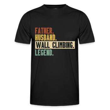 Wall climbing Bouldering rock face - Men's Functional T-Shirt - black - Front - AI Model Male 178 dark (178cm)