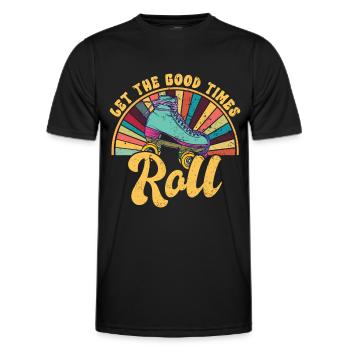 Rollschuhe - Männer Funktions-T-Shirt - Schwarz - Vorne - AI Model Male 178 dark (178cm)