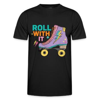Rollschuhe - Männer Funktions-T-Shirt - Schwarz - Vorne - AI Model Male 178 dark (178cm)