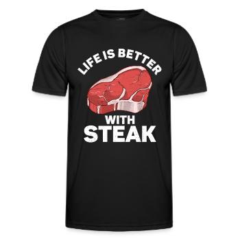 Steak - Men's Functional T-Shirt - black - Front - AI Model Male 178 dark (178cm)