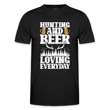 Chasse et bière - T-shirt sport Homme - noir - Devant - AI Model Male 178 dark (178cm)