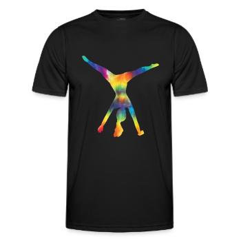 Wagenrad -Gymnast Stürzen - Männer Funktions-T-Shirt - Schwarz - Vorne - AI Model Male 178 dark (178cm)