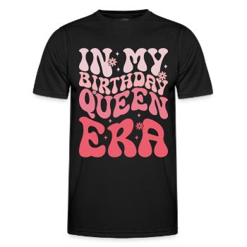 Birthday Queen Groovy Flower Party Family - Men's Functional T-Shirt - black - Front - AI Model Male 178 dark (178cm)
