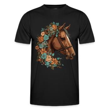 Cavalier Cheval Portrait Western Cowboy - T-shirt sport Homme - noir - Devant - AI Model Male 178 dark (178cm)