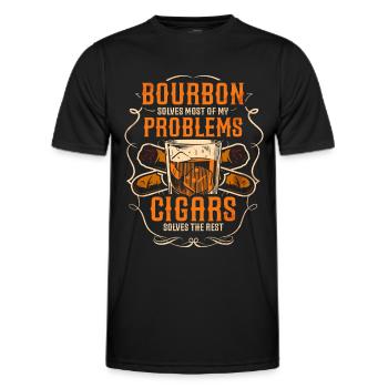 Bourbon Cigares Whisky Cigares Lounge Lovers - T-shirt sport Homme - noir - Devant - AI Model Male 178 dark (178cm)