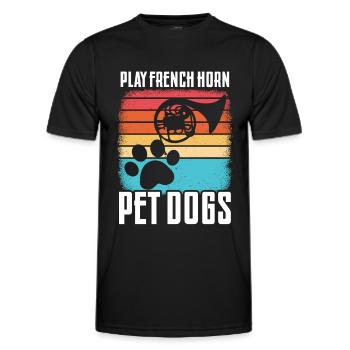 Französischer Hornhund -Spieler Hornist Messing - Männer Funktions-T-Shirt - Schwarz - Vorne - AI Model Male 178 dark (178cm)