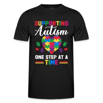 Soutien à la sensibilisation à l’autisme - T-shirt sport Homme - noir - Devant - AI Model Male 178 dark (178cm)
