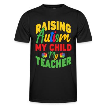 Soutien à la sensibilisation à l’autisme - T-shirt sport Homme - noir - Devant - AI Model Male 178 dark (178cm)