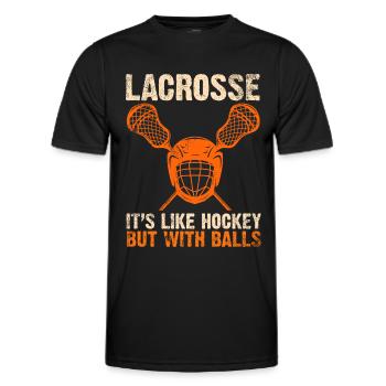 Lacrosse Torwart Lacrosse Handschuhe Kleben Locker - Männer Funktions-T-Shirt - Schwarz - Vorne - AI Model Male 178 dark (178cm)