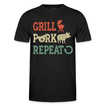 Grill Grillgrill Schweinefleisch - Männer Funktions-T-Shirt - Schwarz - Vorne - AI Model Male 178 dark (178cm)