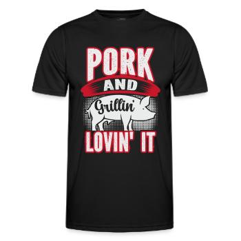 Grill Grillgrill Schweinefleisch - Männer Funktions-T-Shirt - Schwarz - Vorne - AI Model Male 178 dark (178cm)