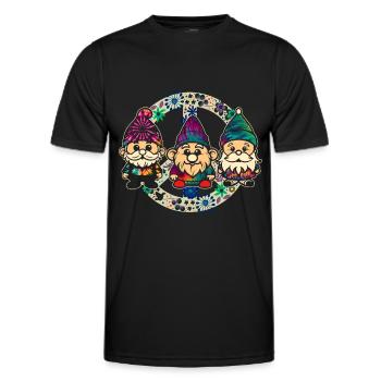 Trois Gnomes Hippies Groovy Bandage Dye Gnomies - T-shirt sport Homme - noir - Devant - AI Model Male 178 dark (178cm)