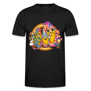 Trois Gnomes Hippies Groovy Bandage Dye Gnomies - T-shirt sport Homme - noir - Devant - AI Model Male 178 dark (178cm)