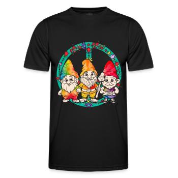 Trois Gnomes Hippies Groovy Bandage Dye Gnomies - T-shirt sport Homme - noir - Devant - AI Model Male 178 dark (178cm)