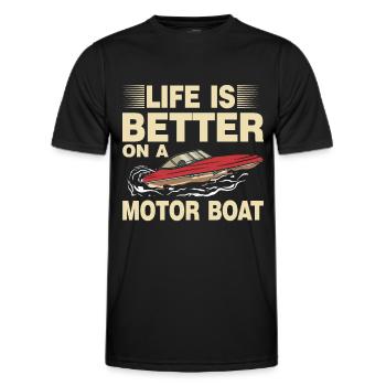 Bateau à moteur - Capitaine Bateau à moteur du lac Boater - T-shirt sport Homme - noir - Devant - AI Model Male 178 dark (178cm)