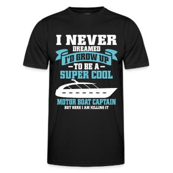Bateau à moteur - Capitaine Bateau à moteur du lac Boater - T-shirt sport Homme - noir - Devant - AI Model Male 178 dark (178cm)