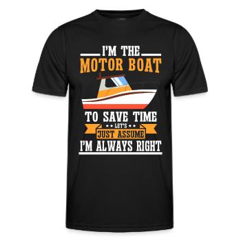 Bateau à moteur - Capitaine Bateau à moteur du lac Boater - T-shirt sport Homme - noir - Devant - AI Model Male 178 dark (178cm)