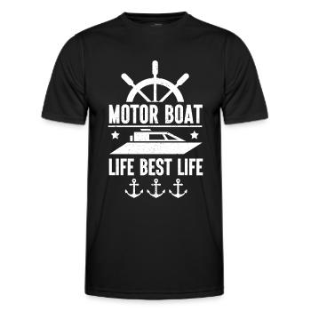 Bateau à moteur - Capitaine Bateau à moteur du lac Boater - T-shirt sport Homme - noir - Devant - AI Model Male 178 dark (178cm)
