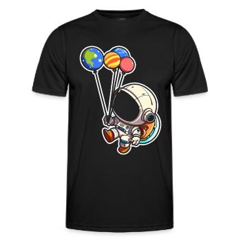 Astronaut Holding Planet Balloons Solar System - Men's Functional T-Shirt - black - Front - AI Model Male 178 dark (178cm)