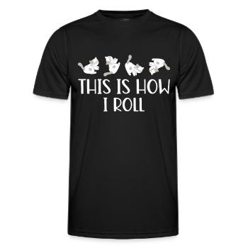 This is how I roll sweet cat - Men's Functional T-Shirt - black - Front - AI Model Male 178 dark (178cm)