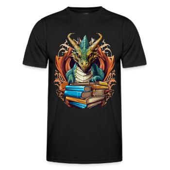 Dragons Und Bücher Nerd Dragon Liebhaber - Männer Funktions-T-Shirt - Schwarz - Vorne - AI Model Male 178 dark (178cm)