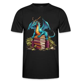 Dragons Und Bücher Nerd Dragon Liebhaber - Männer Funktions-T-Shirt - Schwarz - Vorne - AI Model Male 178 dark (178cm)