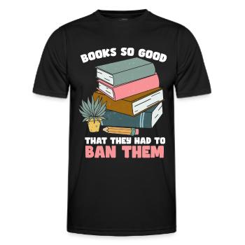 Livres interdits Amateurs de livres Lire des livres Livres - T-shirt sport Homme - noir - Devant - AI Model Male 178 dark (178cm)