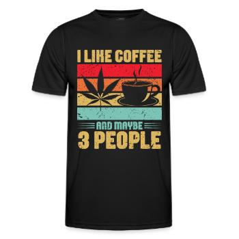 Weed, Café, Cannabis, Stoner, Caféine, Ganja - T-shirt sport Homme - noir - Devant - AI Model Male 178 dark (178cm)