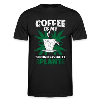 Weed, Café, Cannabis, Stoner, Caféine, Ganja - T-shirt sport Homme - noir - Devant - AI Model Male 178 dark (178cm)