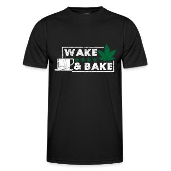 Weed, Café, Cannabis, Stoner, Caféine, Ganja - T-shirt sport Homme - noir - Devant - AI Model Male 178 dark (178cm)