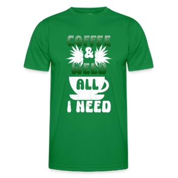 Weed Coffee Cannabis Stoner Caffeine Ganja - Men's Functional T-Shirt - kelly green - Front - AI Model Male 178 dark (178cm)