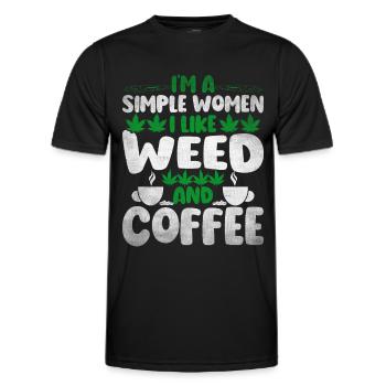 Weed, Café, Cannabis, Stoner, Caféine, Ganja - T-shirt sport Homme - noir - Devant - AI Model Male 178 dark (178cm)