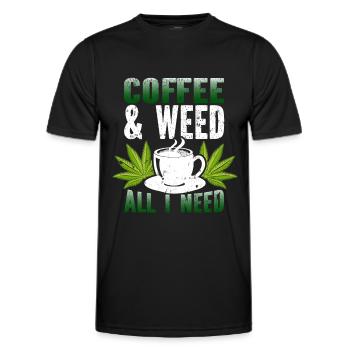 Weed, Café, Cannabis, Stoner, Caféine, Ganja - T-shirt sport Homme - noir - Devant - AI Model Male 178 dark (178cm)