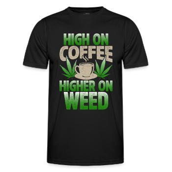 Weed, Café, Cannabis, Stoner, Caféine, Ganja - T-shirt sport Homme - noir - Devant - AI Model Male 178 dark (178cm)