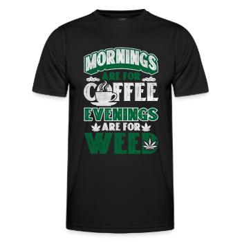 Weed, Café, Cannabis, Stoner, Caféine, Ganja - T-shirt sport Homme - noir - Devant - AI Model Male 178 dark (178cm)