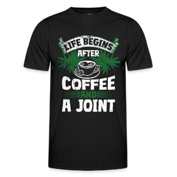 Weed, Café, Cannabis, Stoner, Caféine, Ganja - T-shirt sport Homme - noir - Devant - AI Model Male 178 dark (178cm)