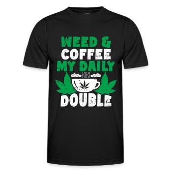 Weed, Café, Cannabis, Stoner, Caféine, Ganja - T-shirt sport Homme - noir - Devant - AI Model Male 178 dark (178cm)
