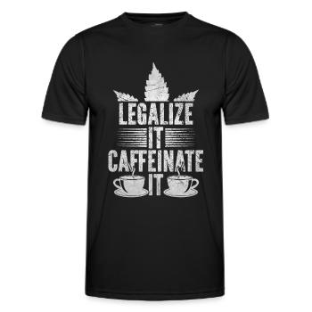 Weed, Café, Cannabis, Stoner, Caféine, Ganja - T-shirt sport Homme - noir - Devant - AI Model Male 178 dark (178cm)