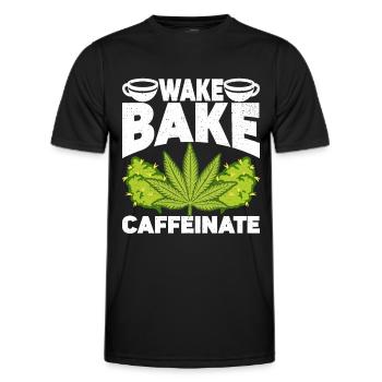 Weed, Café, Cannabis, Stoner, Caféine, Ganja - T-shirt sport Homme - noir - Devant - AI Model Male 178 dark (178cm)