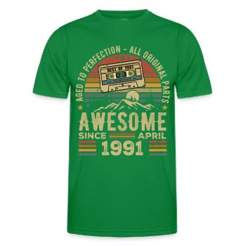Avril 1991 Vintage Anniversaire Rétro Cadeau - T-shirt sport Homme - vert - Devant - AI Model Male 178 dark (178cm)